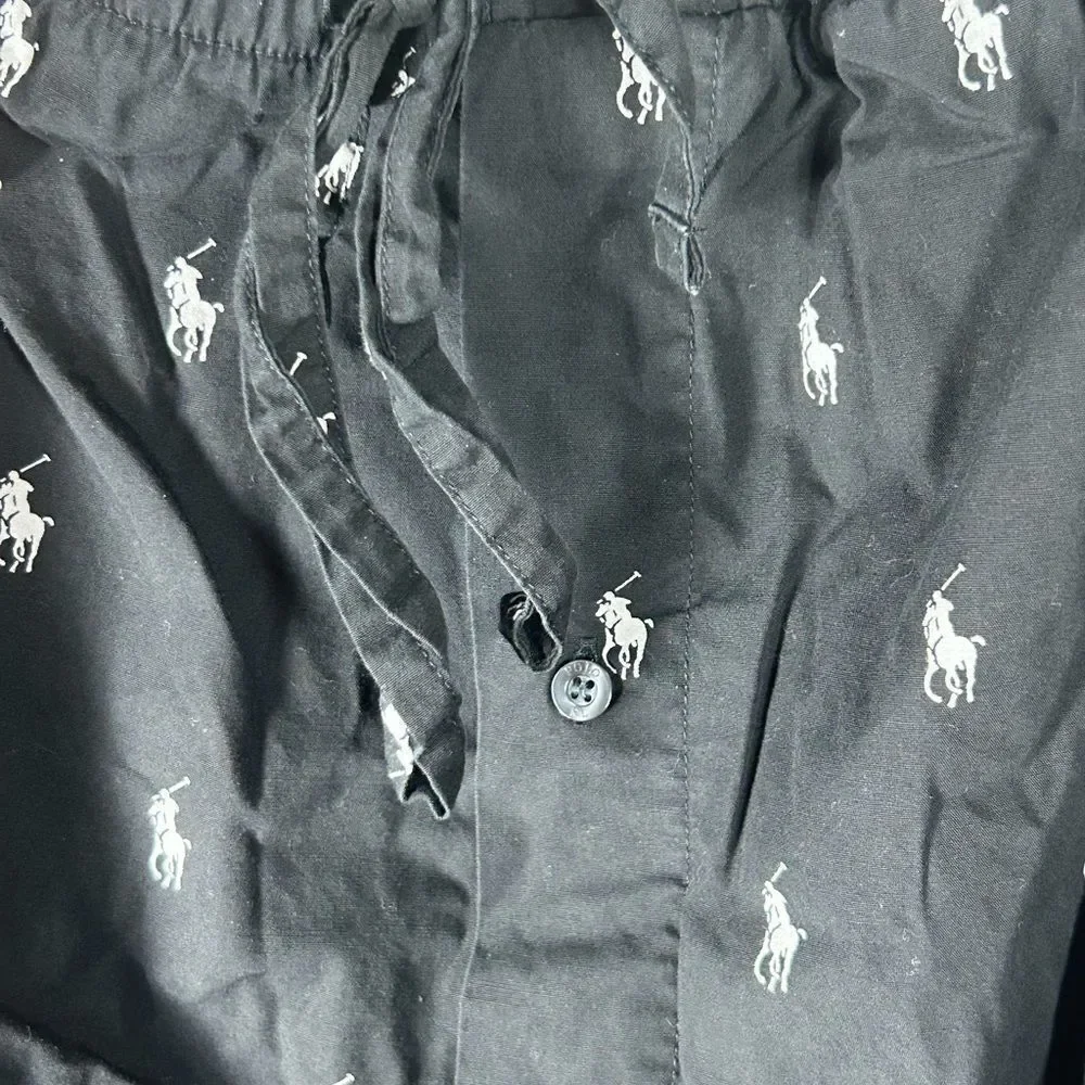 Polo by Ralph Lauren Black Joggers with White Logo Pattern
